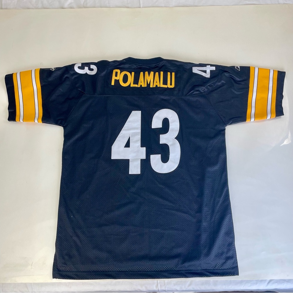 REEBOK NFL TROY POLAMALU PITTSBURGH STEELERS ON FIELD JERSEY
